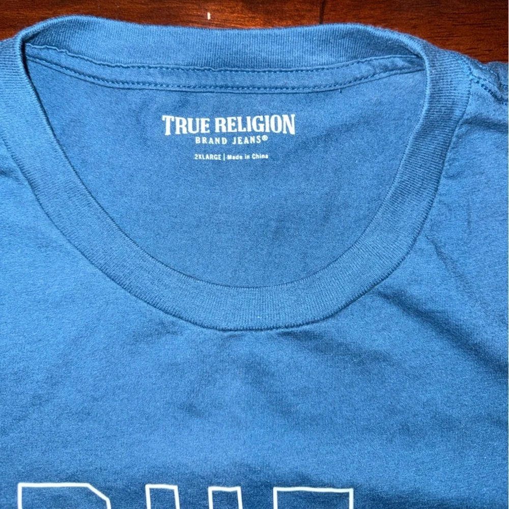 True Religion Teal and Blue Graphic Tee